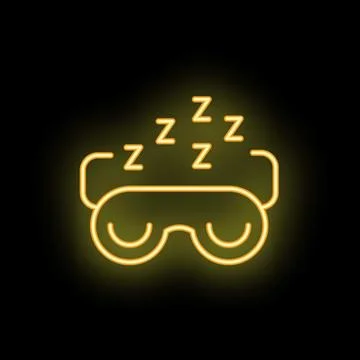 Neon sleeping mask shining in the dark representing sleep time Stock Illustration