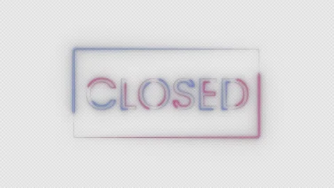 Neon "Сlosed" sign with flicker on a transparent background. Stock Footage 257544218