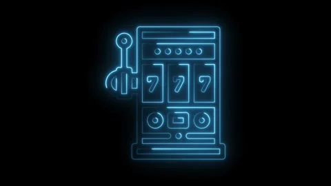 Neon slot machine animation with triple sevens isolated on black background for Stock Footage 330770664