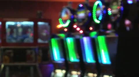 Neon Slots Machines Soft Focus Stock Footage 11191439