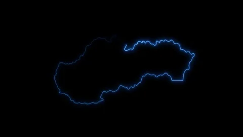 Neon Slovakia map, Slovakia state map icon 4k animation. Outline map of Slovakia Stock Footage 322086529