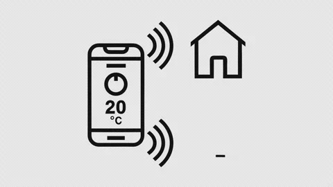 Neon Smart Home Temperature Control with Phone and Signals Stock Footage 337879864