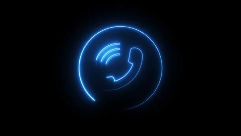 Neon smart phone call ring icon animation with isolated icon animated video Stock Footage 309229287
