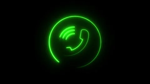 Neon smart phone call ring icon animation with isolated icon animated video Stock Footage 309229394