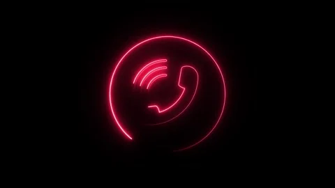 Neon smart phone call ring icon animation with isolated icon animated video Stock Footage 309229395
