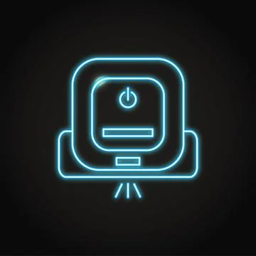 Neon smart robot mop icon in line style Illustrazione stock