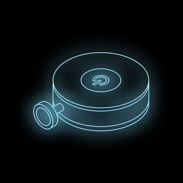 Neon smart speaker with power button showing modern technology Stock Illustration