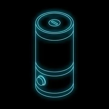 Neon smart speaker voice assistant glowing on black background Stock Illustration