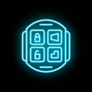 Neon smart watch displaying security applications interface Stock Illustration