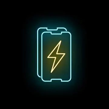 Neon smartphone charging quickly with fast energy Illustrazione stock