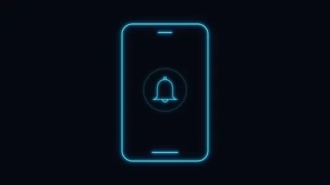 Neon smartphone notification bell icon animation digital alert and social m.. Stock Footage 344861791