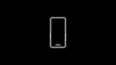 Neon smartphone rotating screen icon animation on black background Stock Footage 339222353