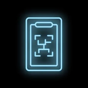 Neon smartphone showing augmented reality app interface on screen 스톡 일러스트