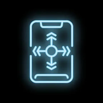 Neon smartphone showing navigation app interface with arrows pointing in di.. Stock Illustration