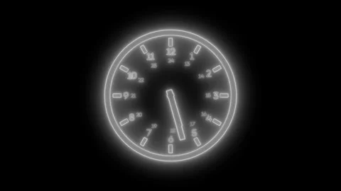 Neon Smooth Analog Countdown Timer Animation for Productivity Concepts Stock Footage 337020470