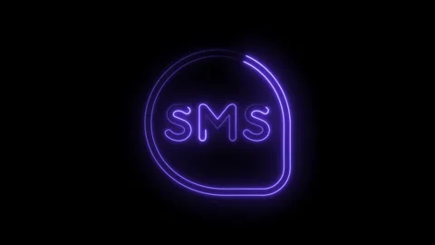 Neon sms notification animation on black background for mobile messaging desi Stock Footage 314543746