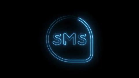 Neon sms text message icon animation on black background for technology and.. Stock Footage 314543744