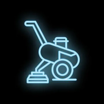 Neon snow blower glowing on black background icon illustration Illustration