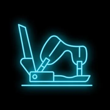 Neon snowboard binding shining in the dark Stock Illustration