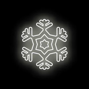 Neon snowflake glowing symbolizing winter holidays and cold Stock Illustration