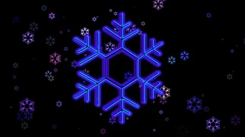 Neon Snowflake Looping Animation Stock Footage 73308023