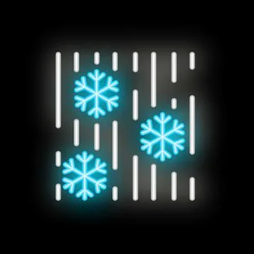 Neon snowflakes falling down background for winter design Stock Illustration