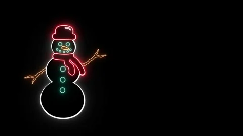 Neon snowman Stock Footage 260092020