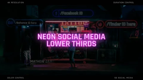 Neon Social Media Lower Thirds After Effects stock