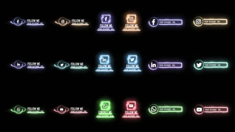 Neon Social Media Lower Thirds 스톡 After Effects