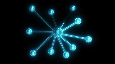 Neon social network icon, Connected people avatars or dollar icon animation Stock Footage 321194023