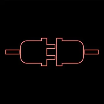 Neon socket and plug red color vector illustration image flat style Stock Illustration