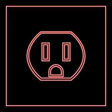Neon socket red color vector illustration flat style image Stock Illustration