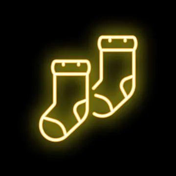 Neon socks icon glowing on dark background Stock Illustration