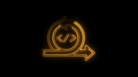 Neon software development loop and process iteration icon animation on blac.. Stock Footage 312316139