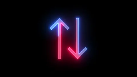 Neon sort icon blue red color glowing animation black background 스톡 동영상 266823639