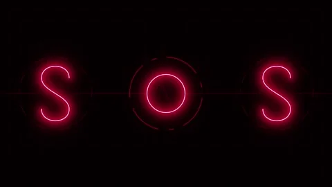 Neon SOS Sign Video stock 339391349