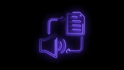 Neon sound wave document transfer icon animation loop purple glow on black Stock Footage 333952496