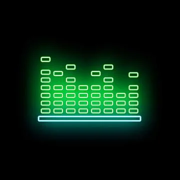 Neon sound wave equalizer displaying audio frequency levels Illustrazione stock