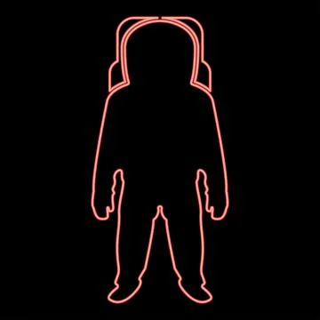 Neon spaceman red color vector illustration flat style image Stock Illustration