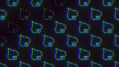 Neon spades card pattern with glitch effect Video stock 199351867