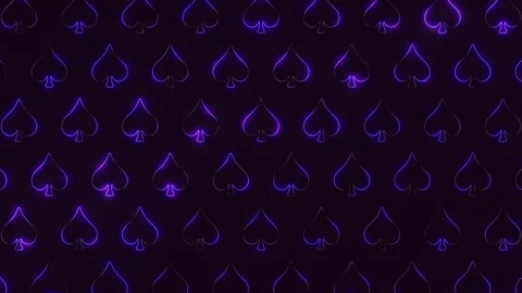 Neon spades card pattern in rows Video stock 230083467