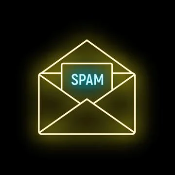 Neon spam email message security concept Stock Illustration
