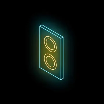Neon speaker glowing on black background Stock Illustration