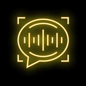 Neon speech bubble displaying audio recording interface Stock Illustration