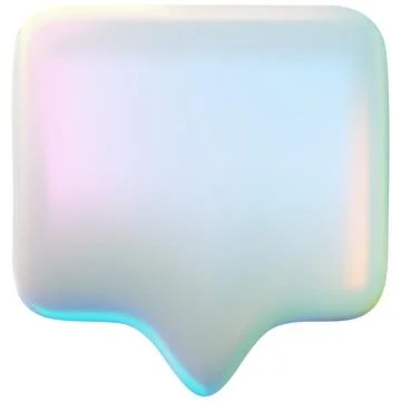 Neon speech bubble with holographic effect, square shape, blue and pink colors Stock Illustration