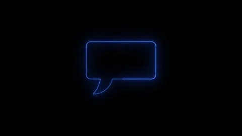 Neon speech bubble icon animation for digital communication in dark background Stock Footage 345373563