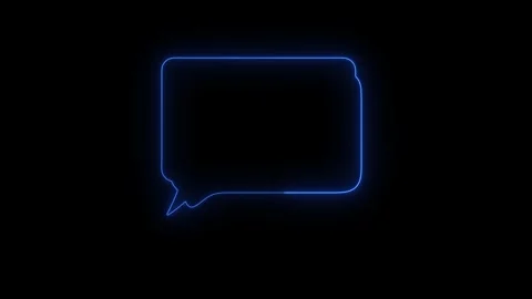 Neon speech bubble icon animation in dark background for digital communication Stock Footage 345771939