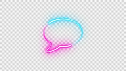 Neon speech bubble icon with pink and blue gradient isolated on transparent.. Illustration