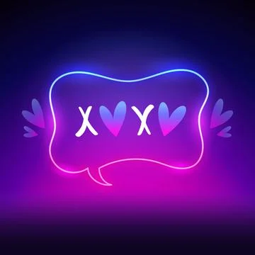 Neon Speech Bubble with Love Message Stock Illustration