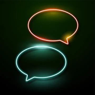 Neon speech bubble in red and green color set of 2 Stock Illustration